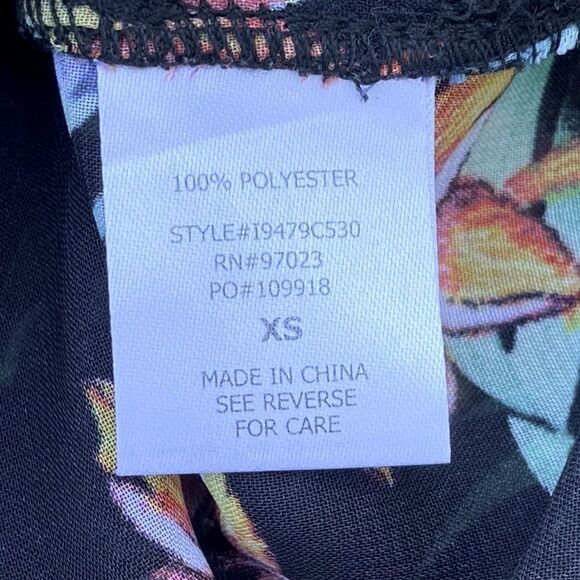 Miken Women's Tropical Printed Chiffon Dolman-Sleeve Dress Swim Cover-Up. XS EUC - Picture 6 of 7